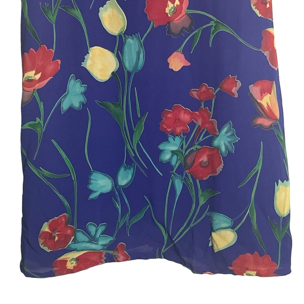 Bentley Arbuckle Vintage MIDI Skirt Size 4 Purple Floral Tulips Romantic USA - Picture 4 of 10
